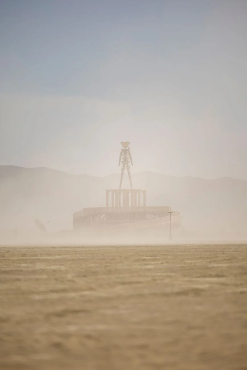 Desert festival scene representing the #BurningMan hashtag