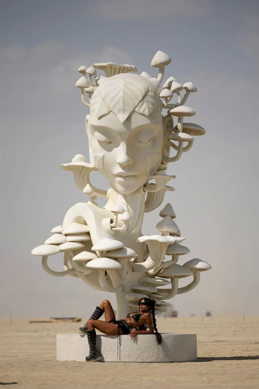 An artistic sculpture at a desert arts festival