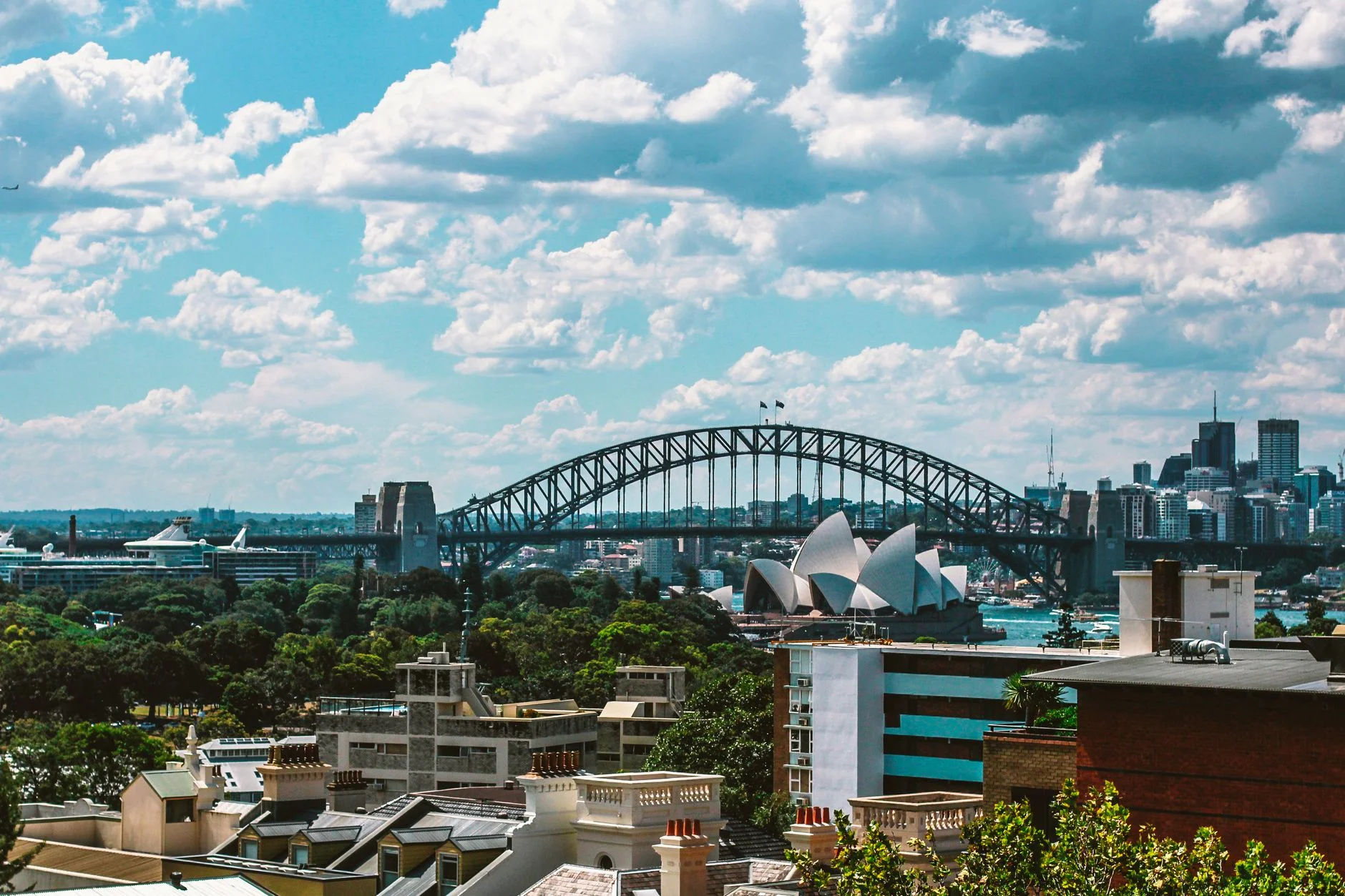 Sydney's harbour and skyline on a clear day, one of the tournament's host cities