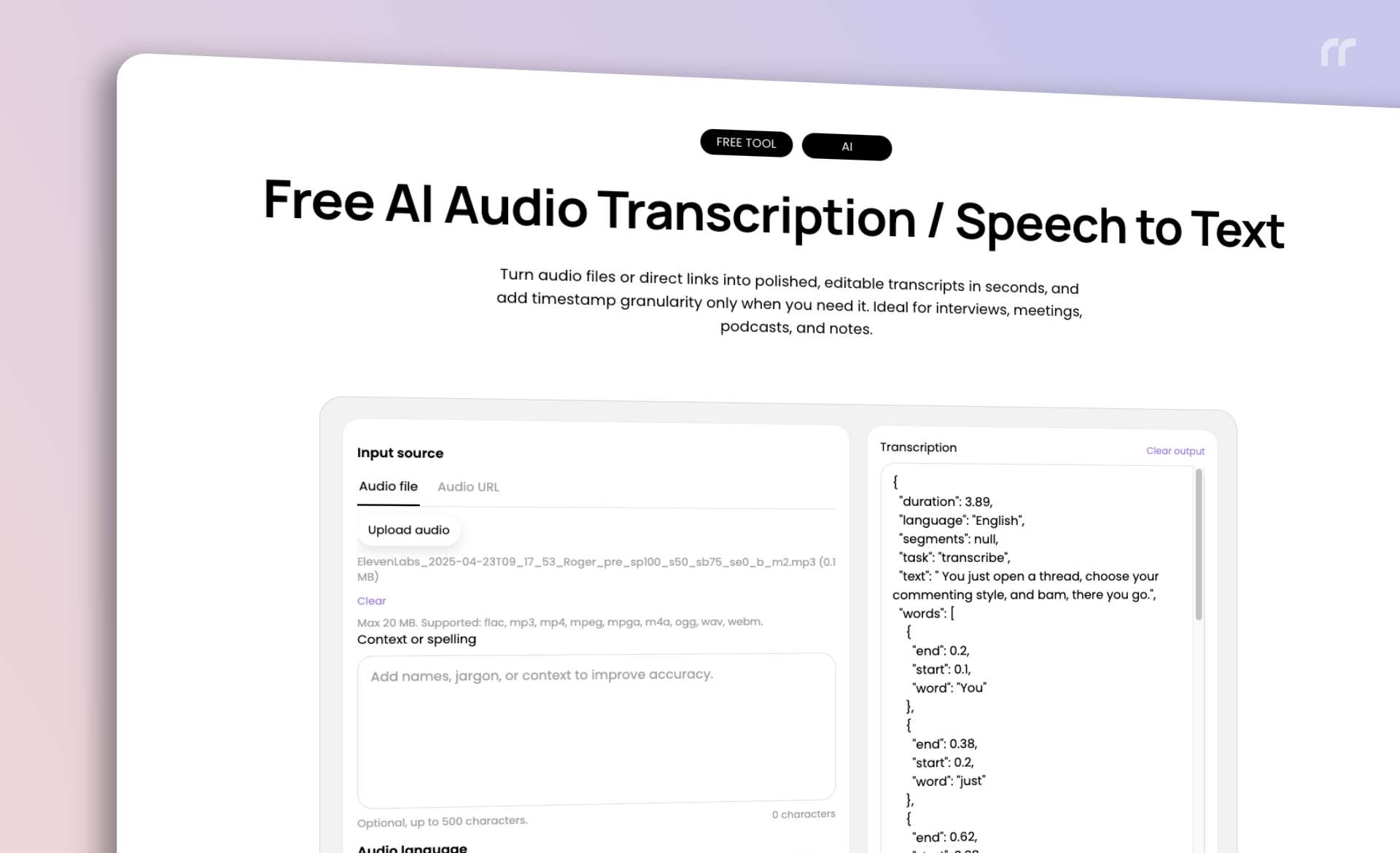 AI Audio Transcription