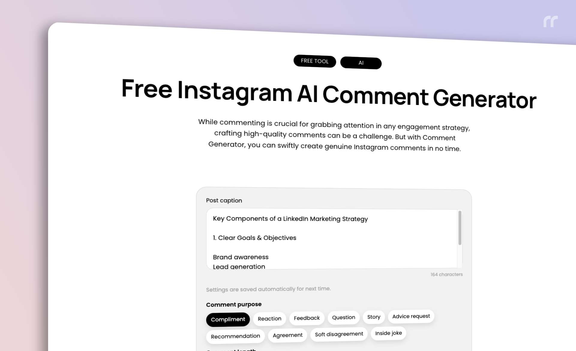 Instagram Comment Generator