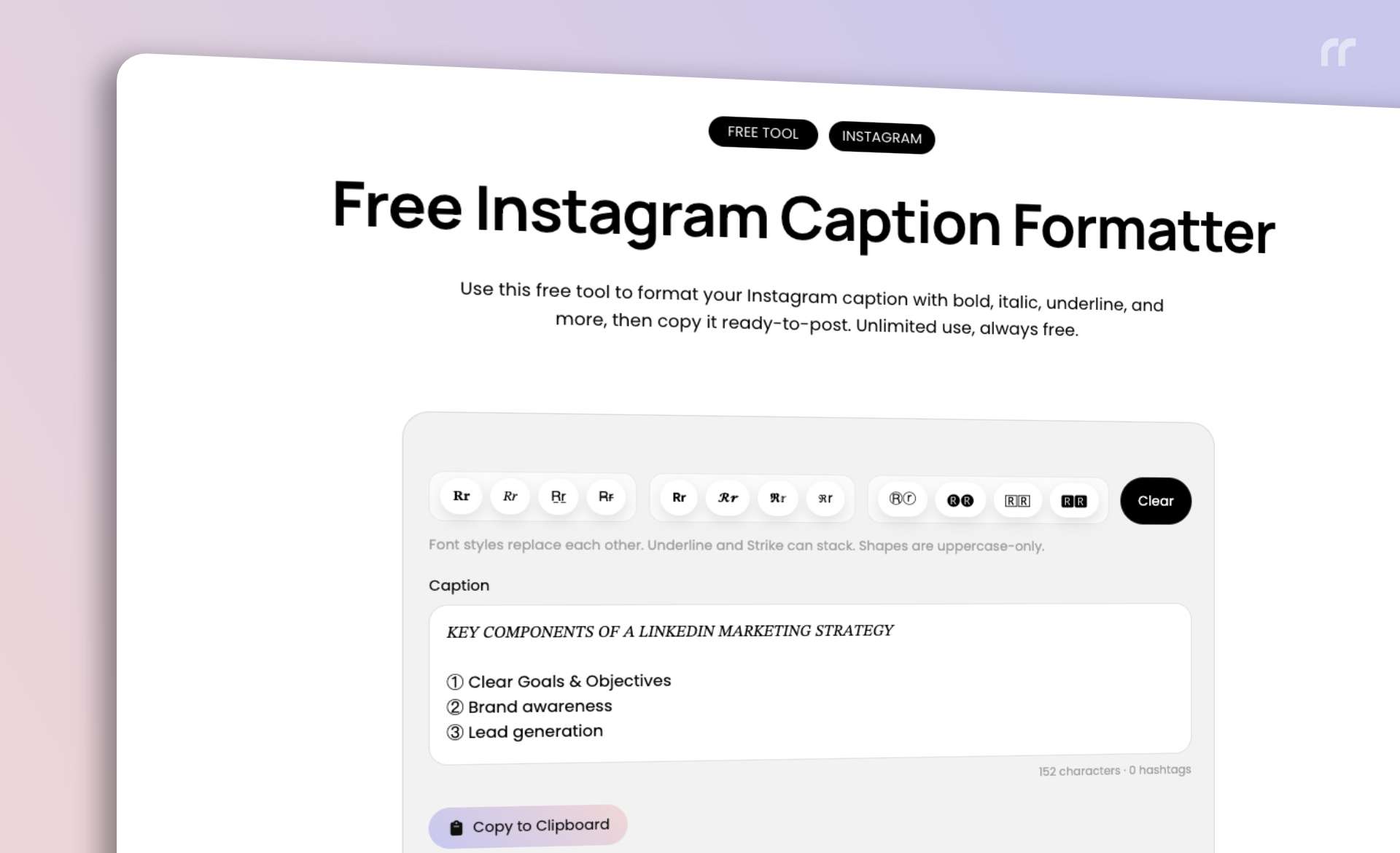 Instagram Caption Formatter