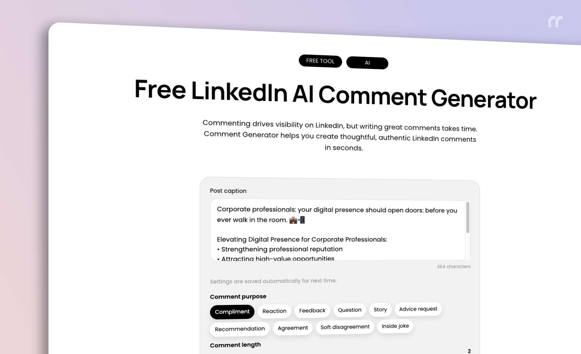 LinkedIn Comment Generator